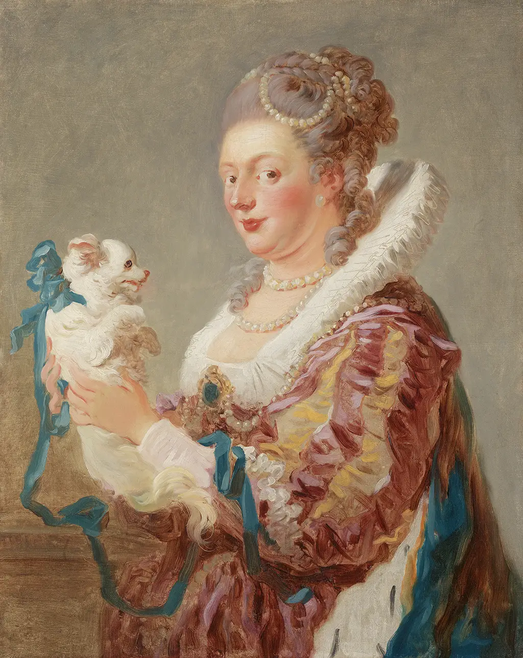 A Woman with a Dog in Detail Jean-Honore Fragonard